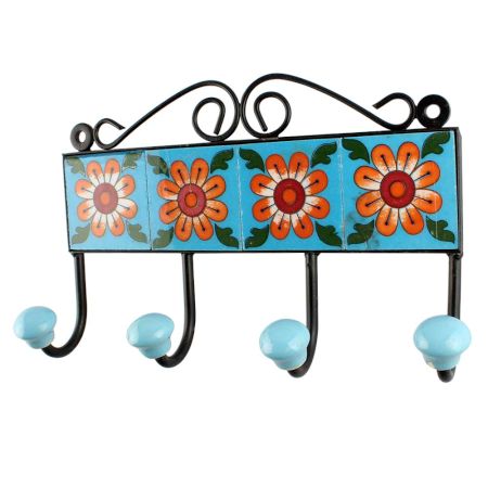 Mustard Sunflower Ceramic Tiles Hook 